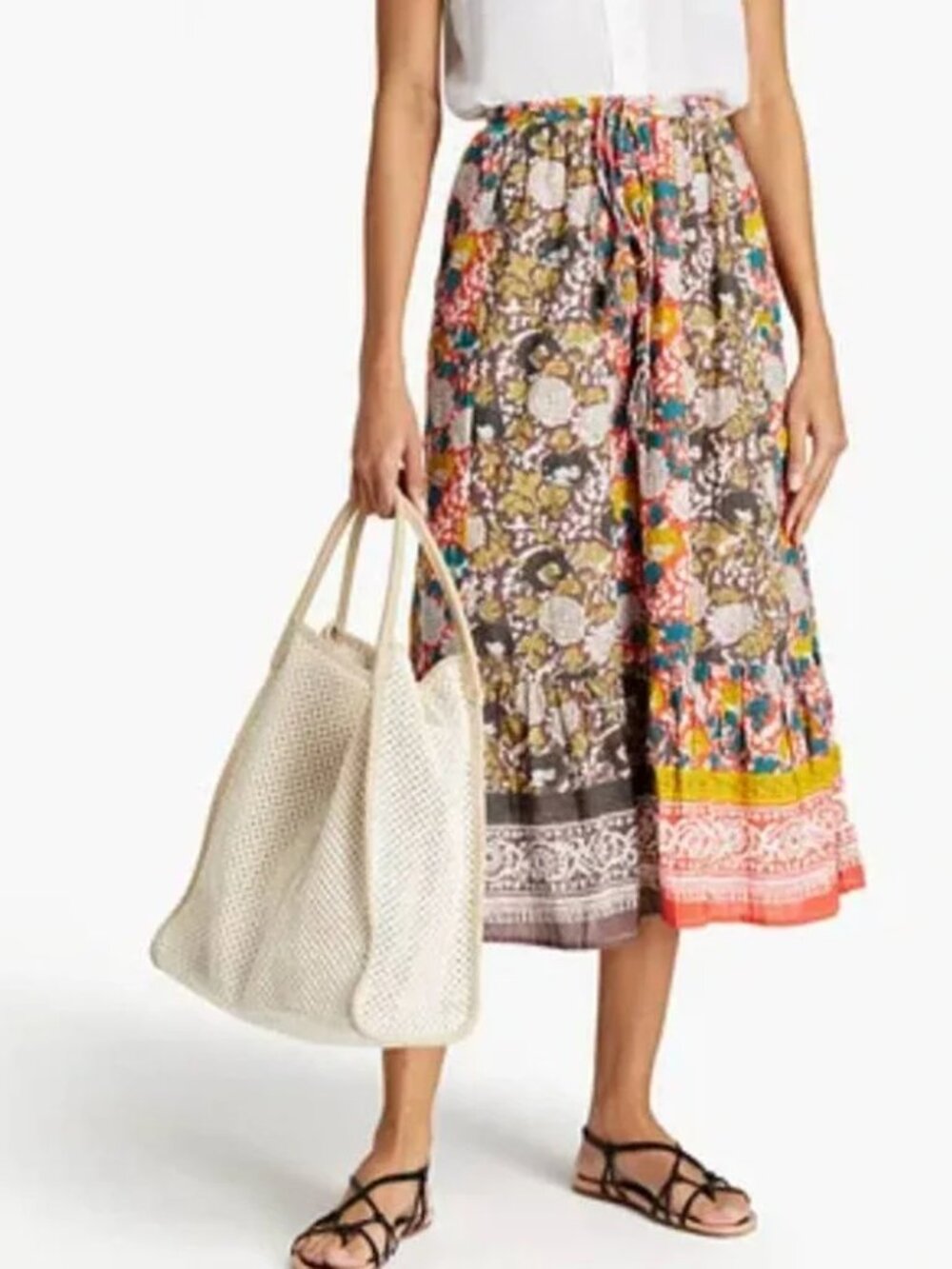 Anthropologie Velvet Graham & Spencer Floral Rosalee Midi Skirt Small NWT Boho